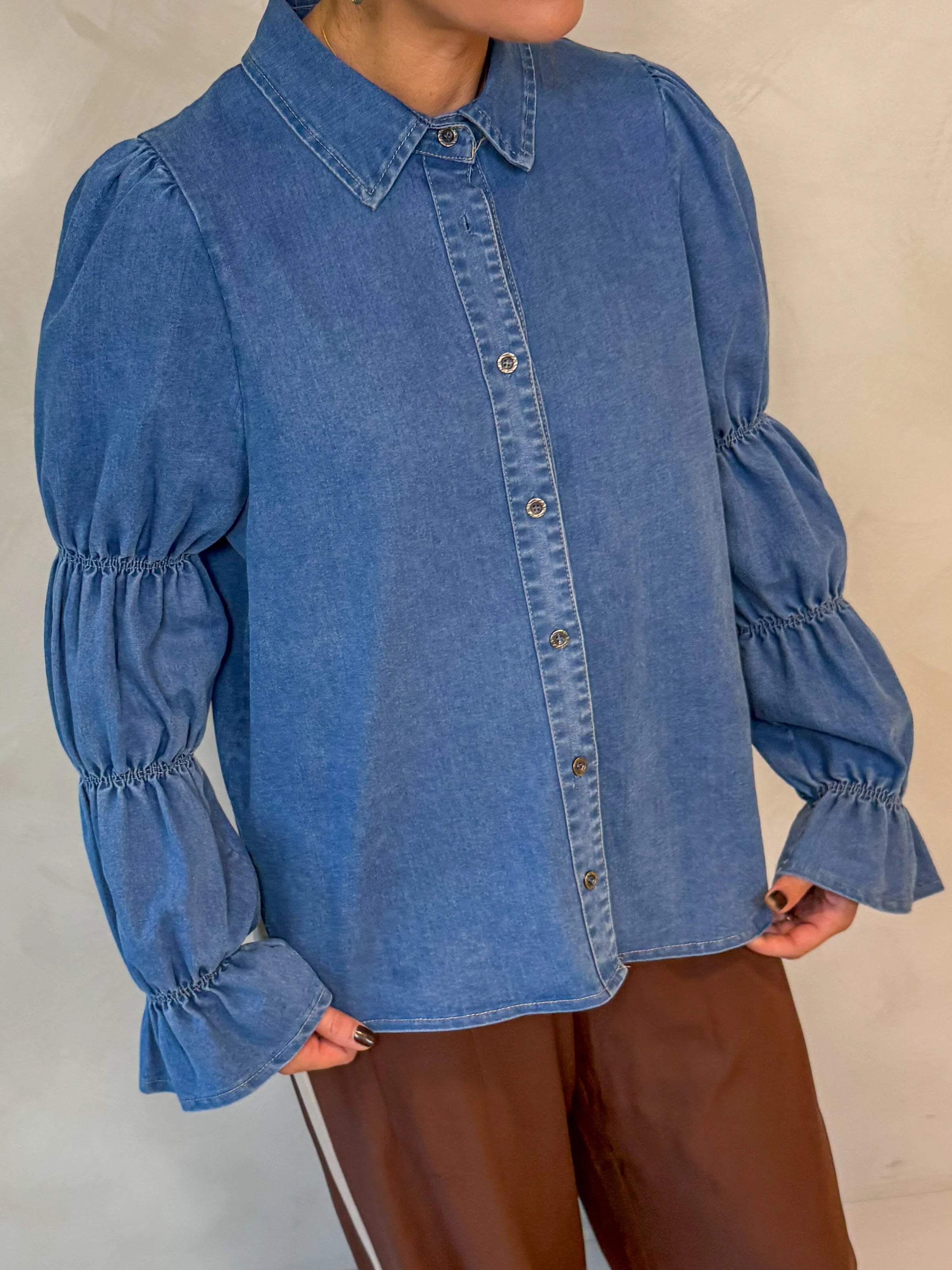 Not a label Ginny jeans blouse - Medium Blue - Kubanna