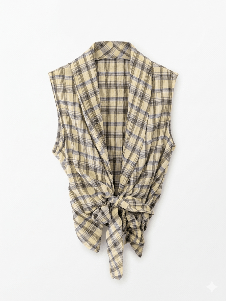 Not A Label Ronny Checked Blouse - Yellow - Kubanna