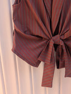 Not A Label Ronny Striped Blouse - Brown/Rust - Kubanna