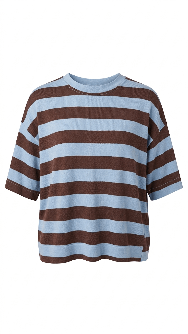 Not A Label Simmy T-shirt - Blue/Brown Striped - Kubanna