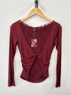 Not A Label | Stevie Lace Top - Bordeaux - Kubanna