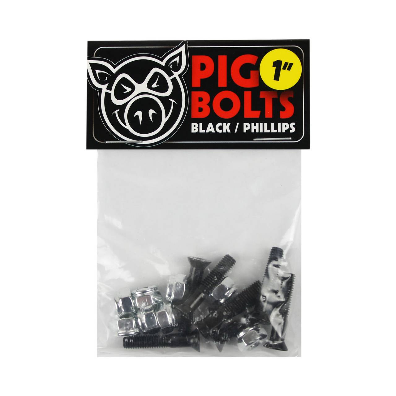 Pig Black hardware 1" skateboard schroefjes phillips - Black