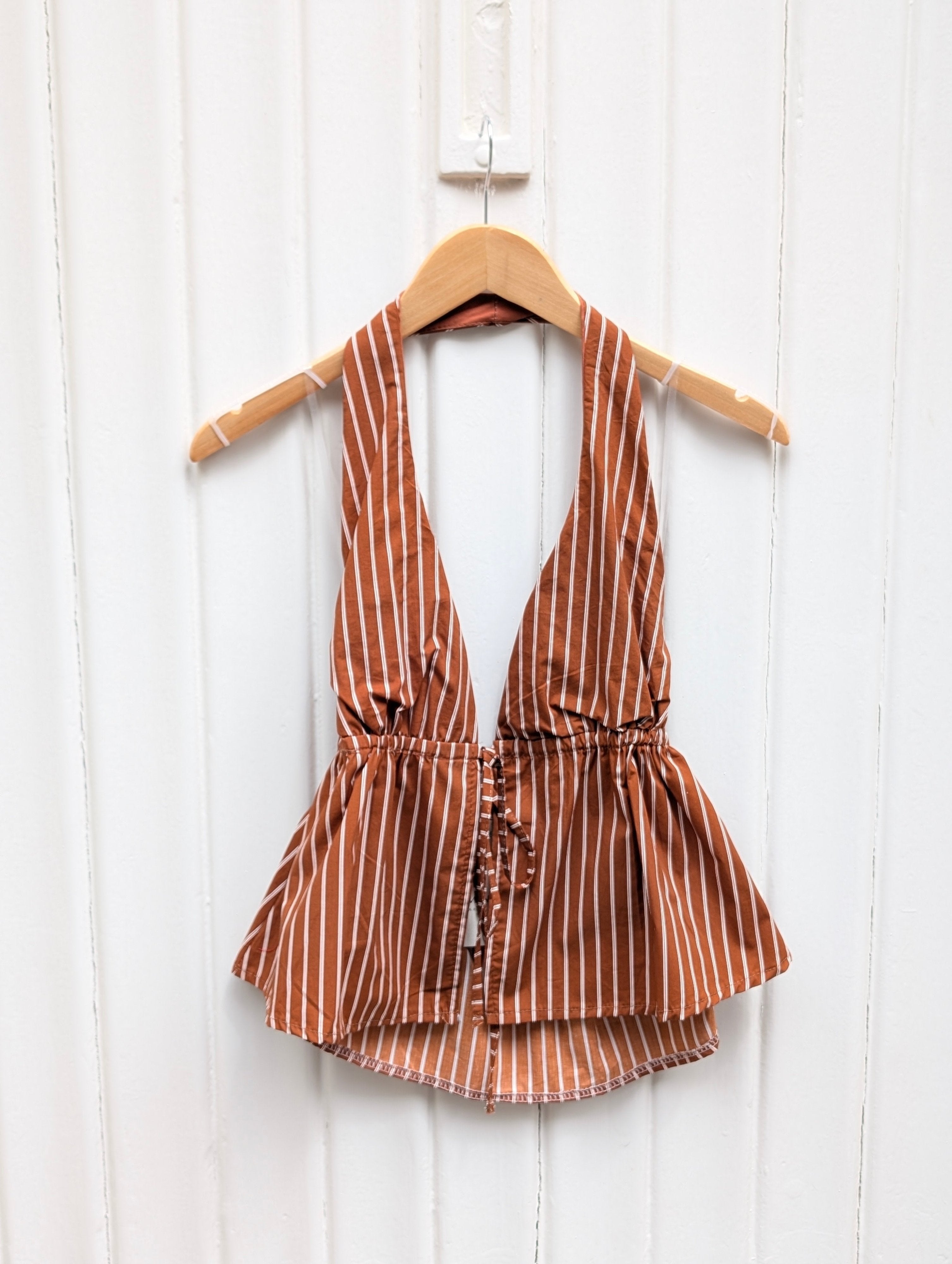 Pinstripe Halter Top - Cinnamon - Kubanna