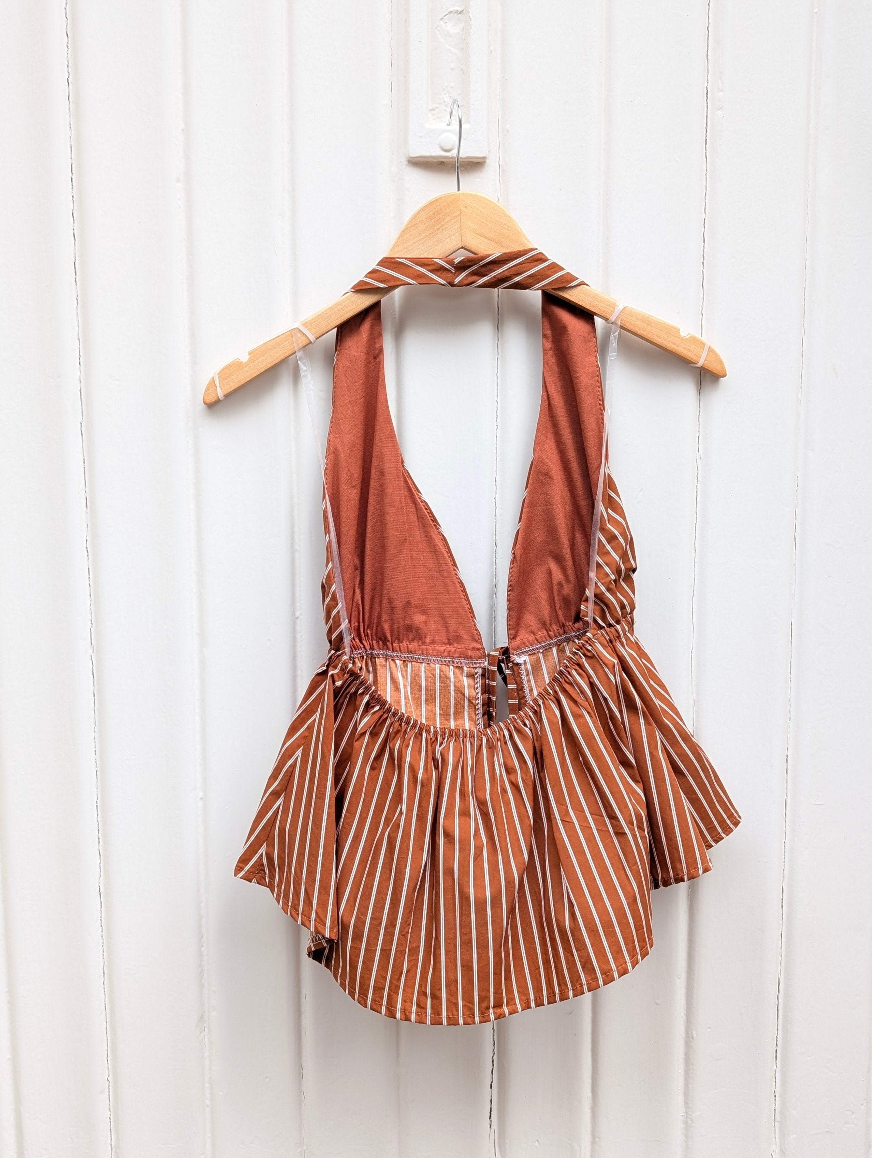 Pinstripe Halter Top - Cinnamon - Kubanna