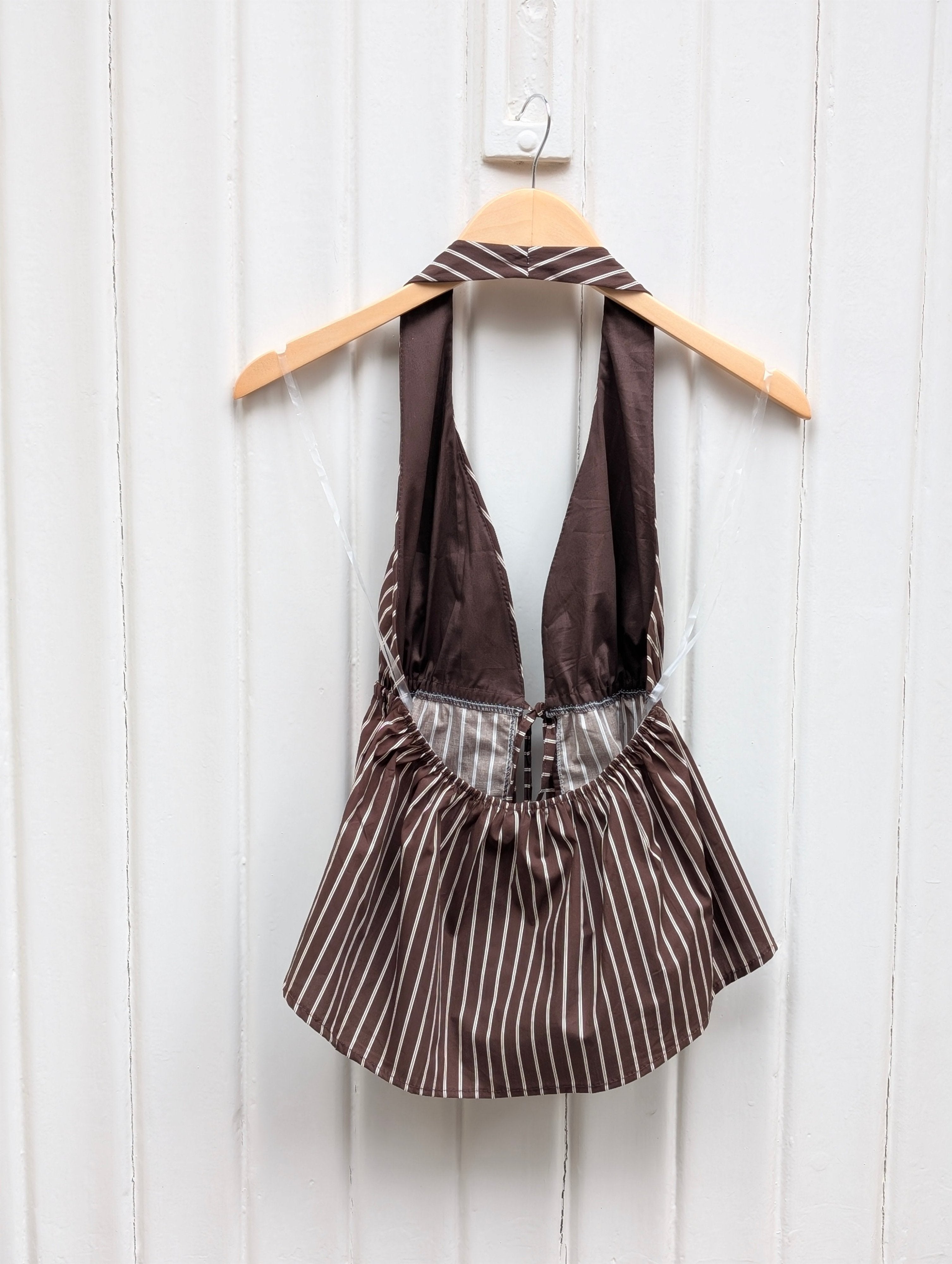 Pinstripe Halter Top - Espresso - Kubanna