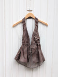 Pinstripe Halter Top - Espresso - Kubanna