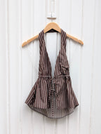 Pinstripe Halter Top - Espresso - Kubanna