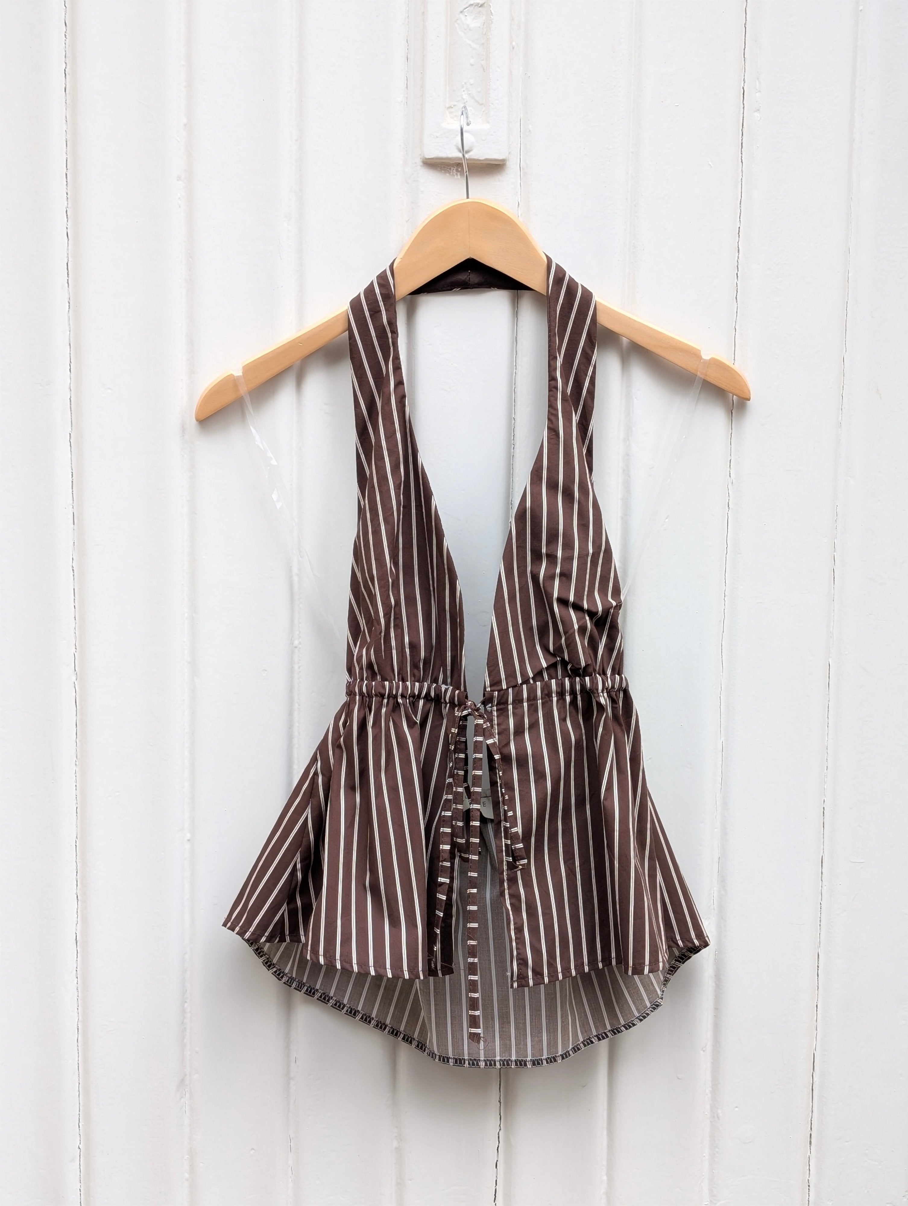 Pinstripe Halter Top - Espresso - Kubanna