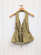 Pinstripe Halter Top - Olive - Kubanna