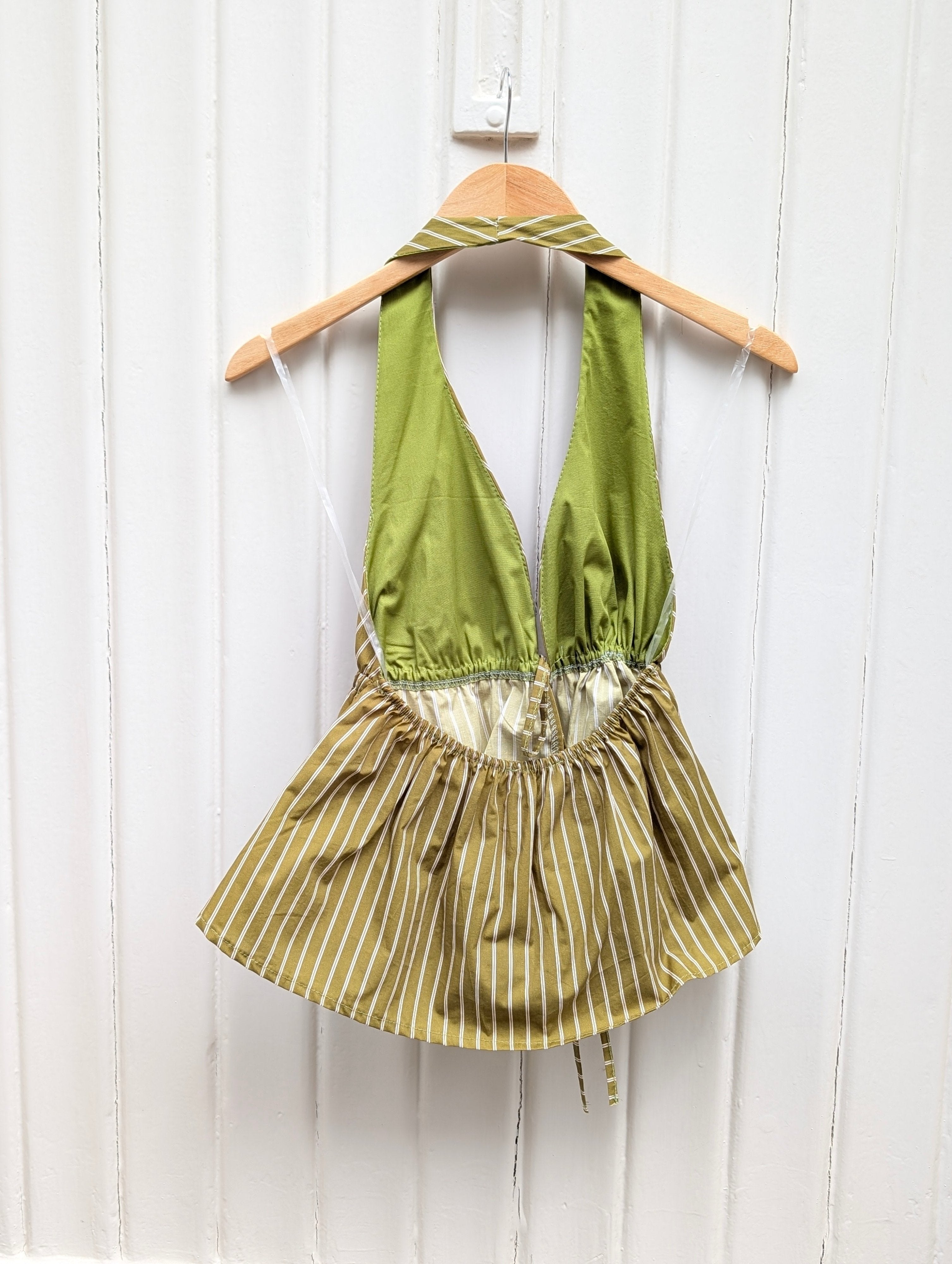 Pinstripe Halter Top - Olive - Kubanna