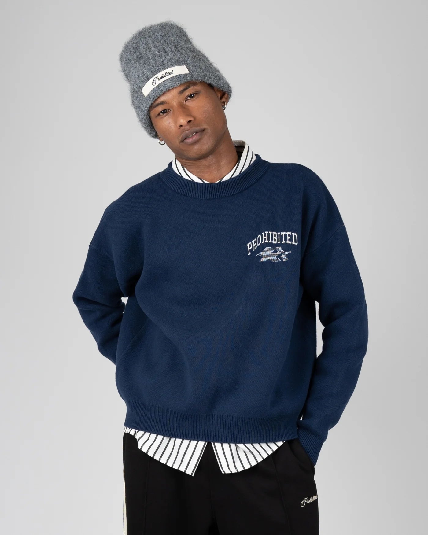 Prohibited | Avantgarde Knit Sweater - Navy - Kubanna