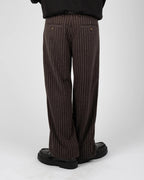 Prohibited | Revival Pinstripe Pleated Pants - Brown - Kubanna