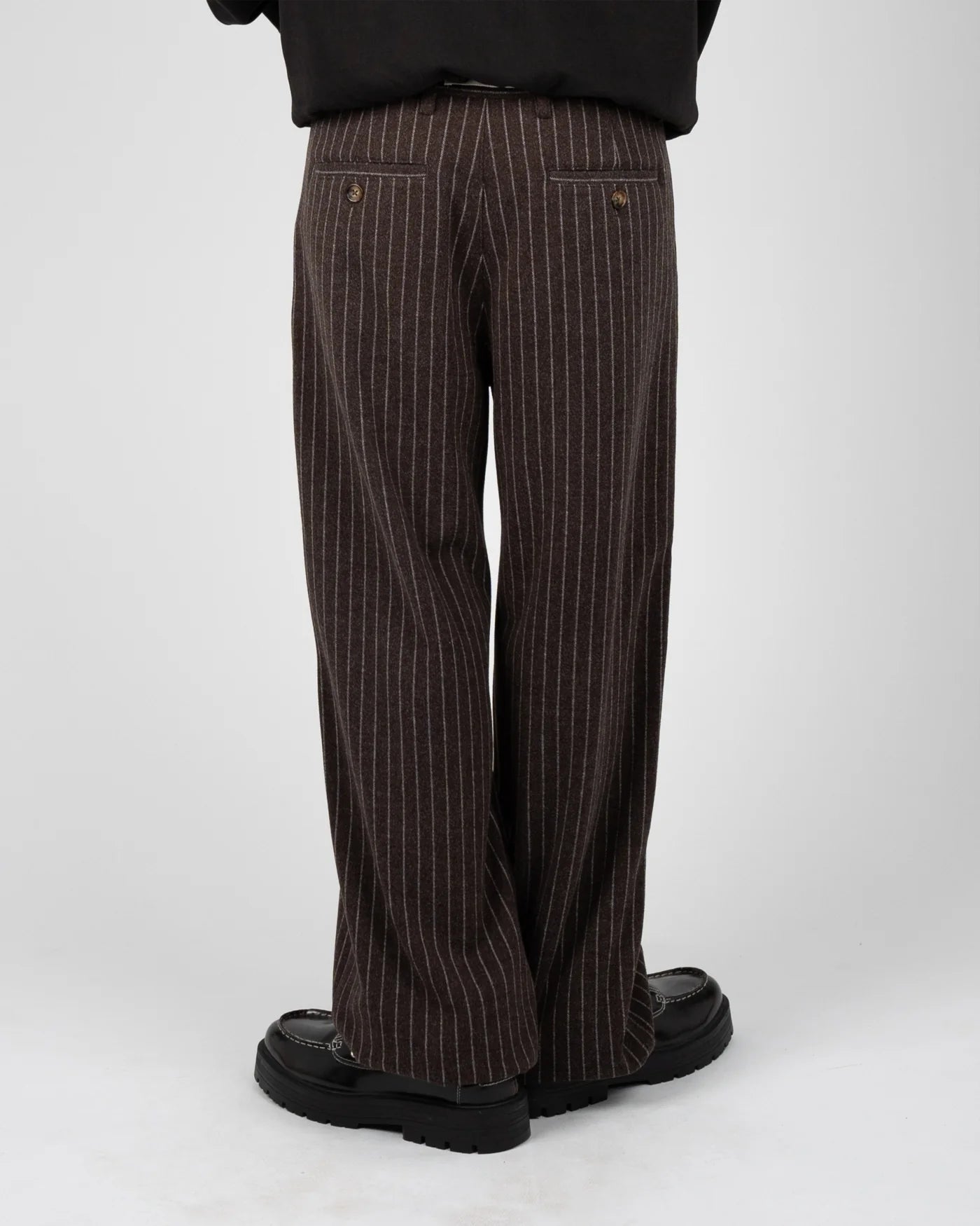 Prohibited | Revival Pinstripe Pleated Pants - Brown - Kubanna