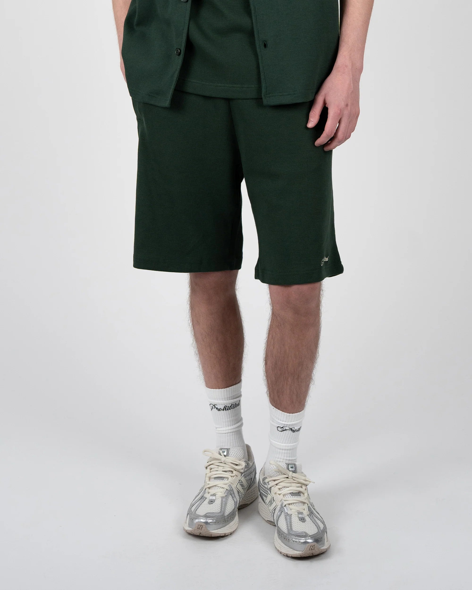 Prohibited Seaside Waffle Shorts - Green - Kubanna