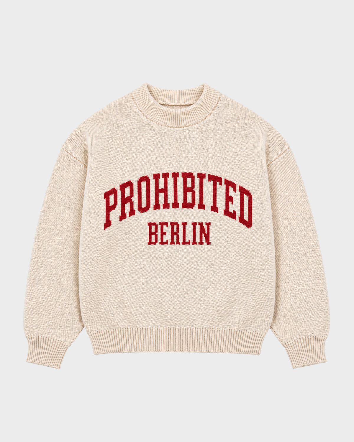 Prohibited | Varsity Knit Sweater - Off-white - Kubanna
