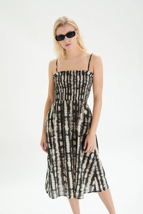 24 Colours Dress With Print - Black/White - Kubanna