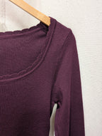 Ribbed Flare Sleeve Top – Burgundy - Kubanna