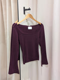 Ribbed Flare Sleeve Top – Burgundy - Kubanna