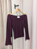 Ribbed Flare Sleeve Top – Burgundy - Kubanna