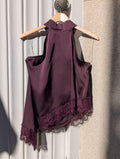 Satin Lace Halter Top – Burgundy