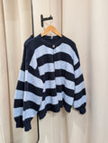 Single Button Striped Cardigan – Navy/Blue