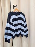 Single Button Striped Cardigan – Navy/Blue