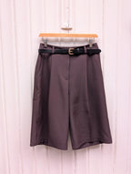 Tailord Belted Bermuda - Brown