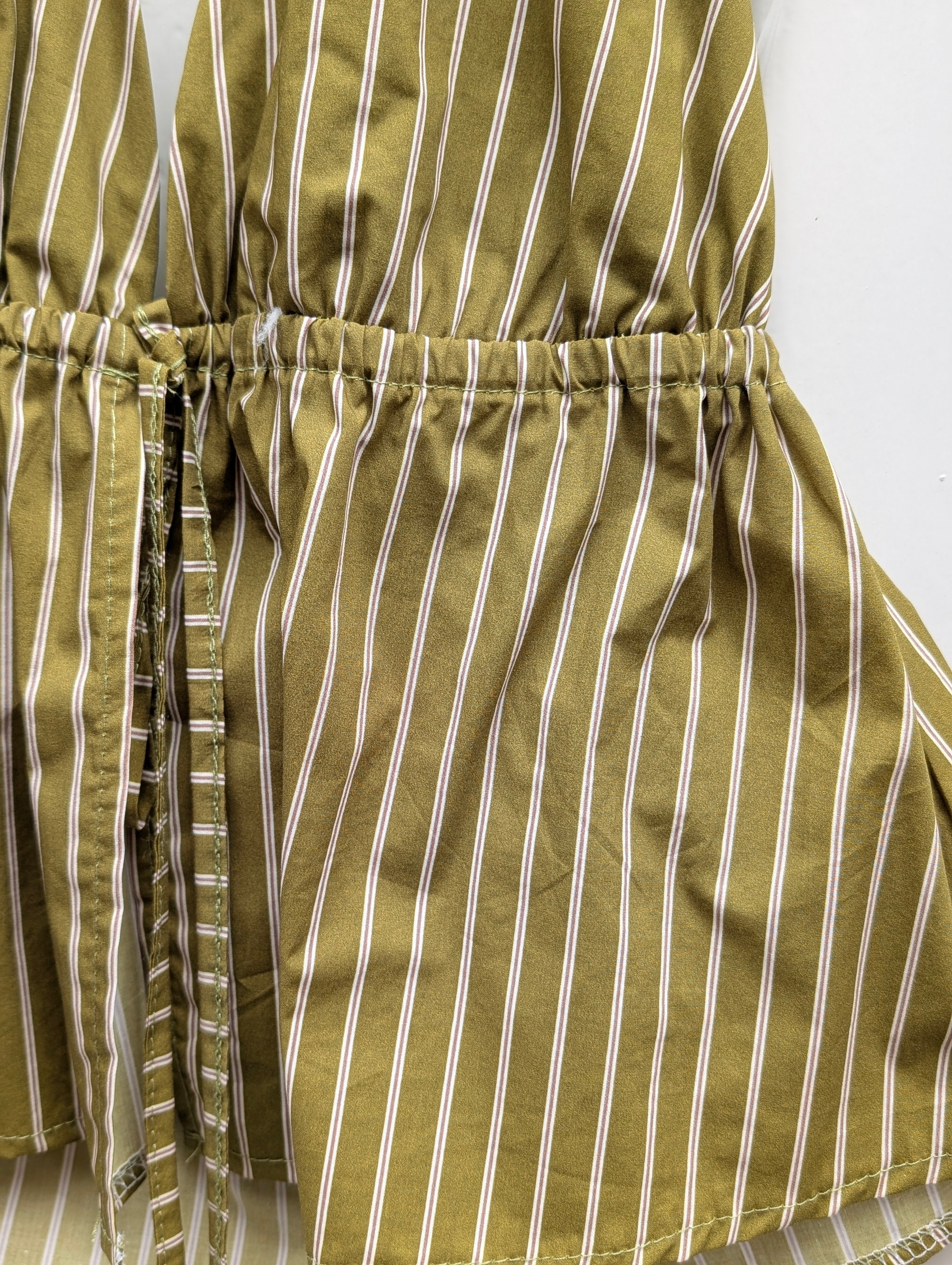 Pinstripe Halter Top - Olive