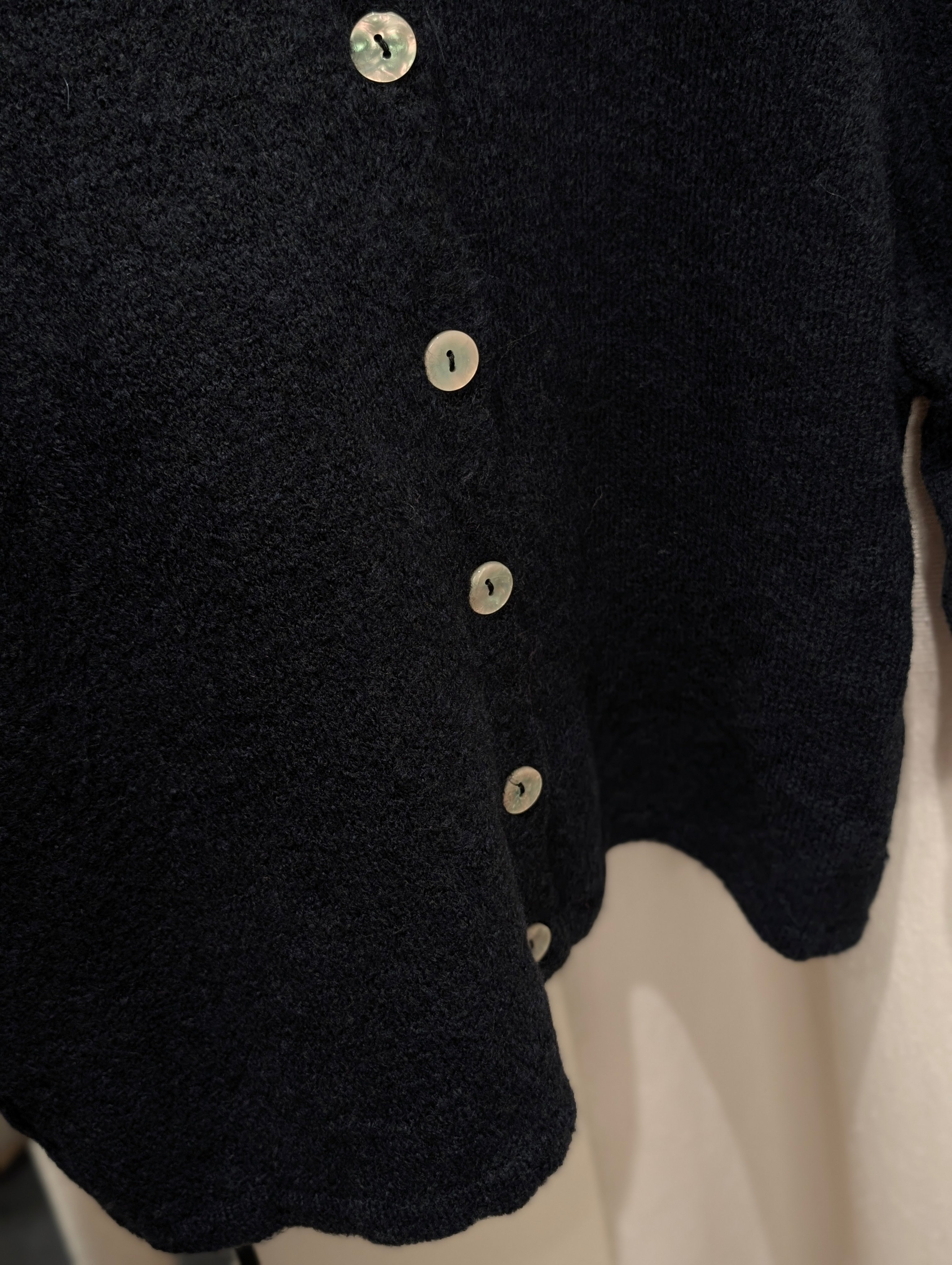 Contrast Stripe Boxy Cardigan - Dark Blue/ Off White