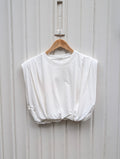 Padded Shoulder Bubble Top - White