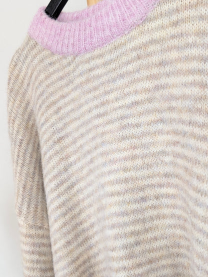 Striped sweater -  Beige/Pink