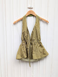 Pinstripe Halter Top - Olive
