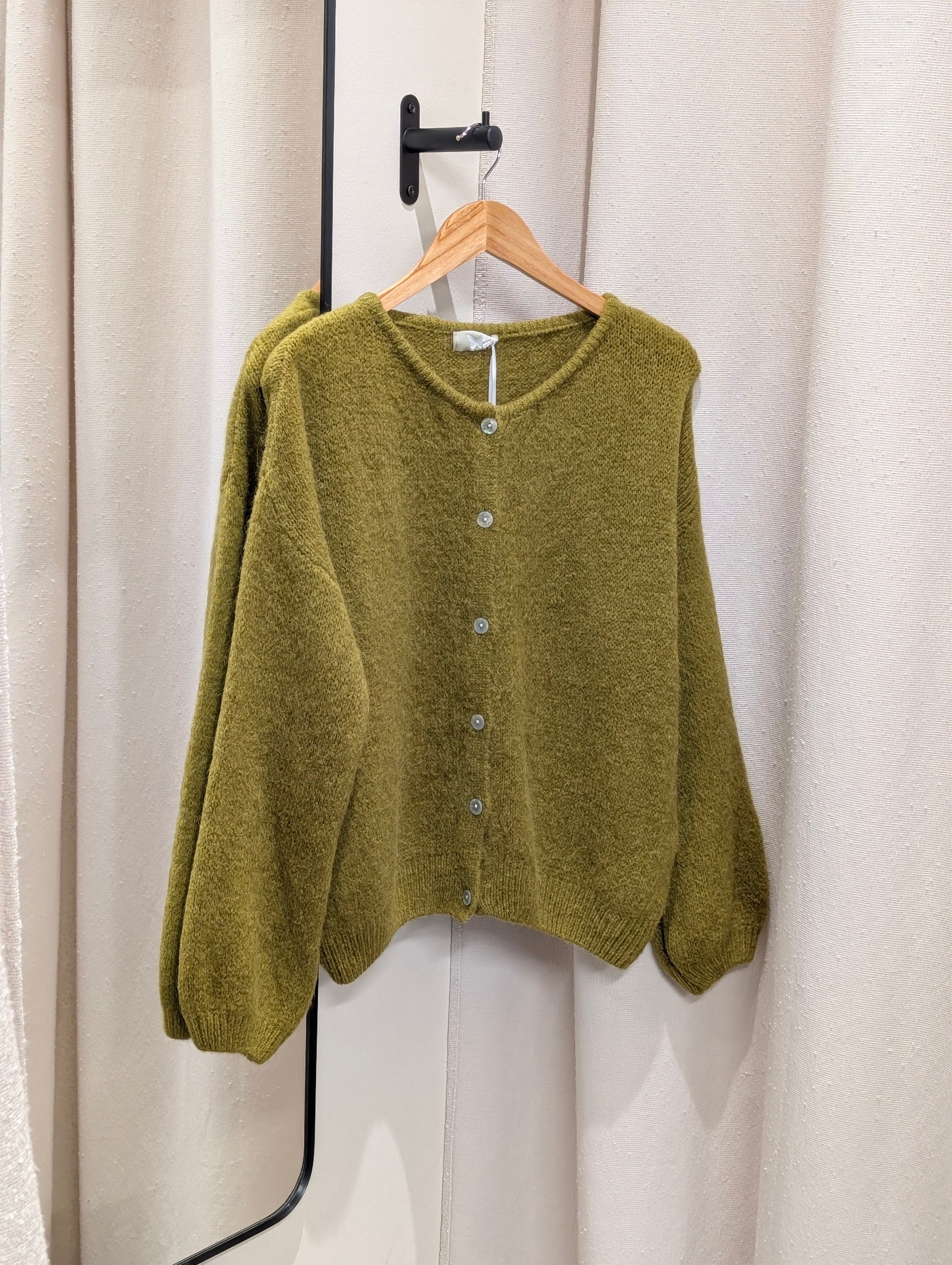 Soft Knit Button Cardigan – Olive