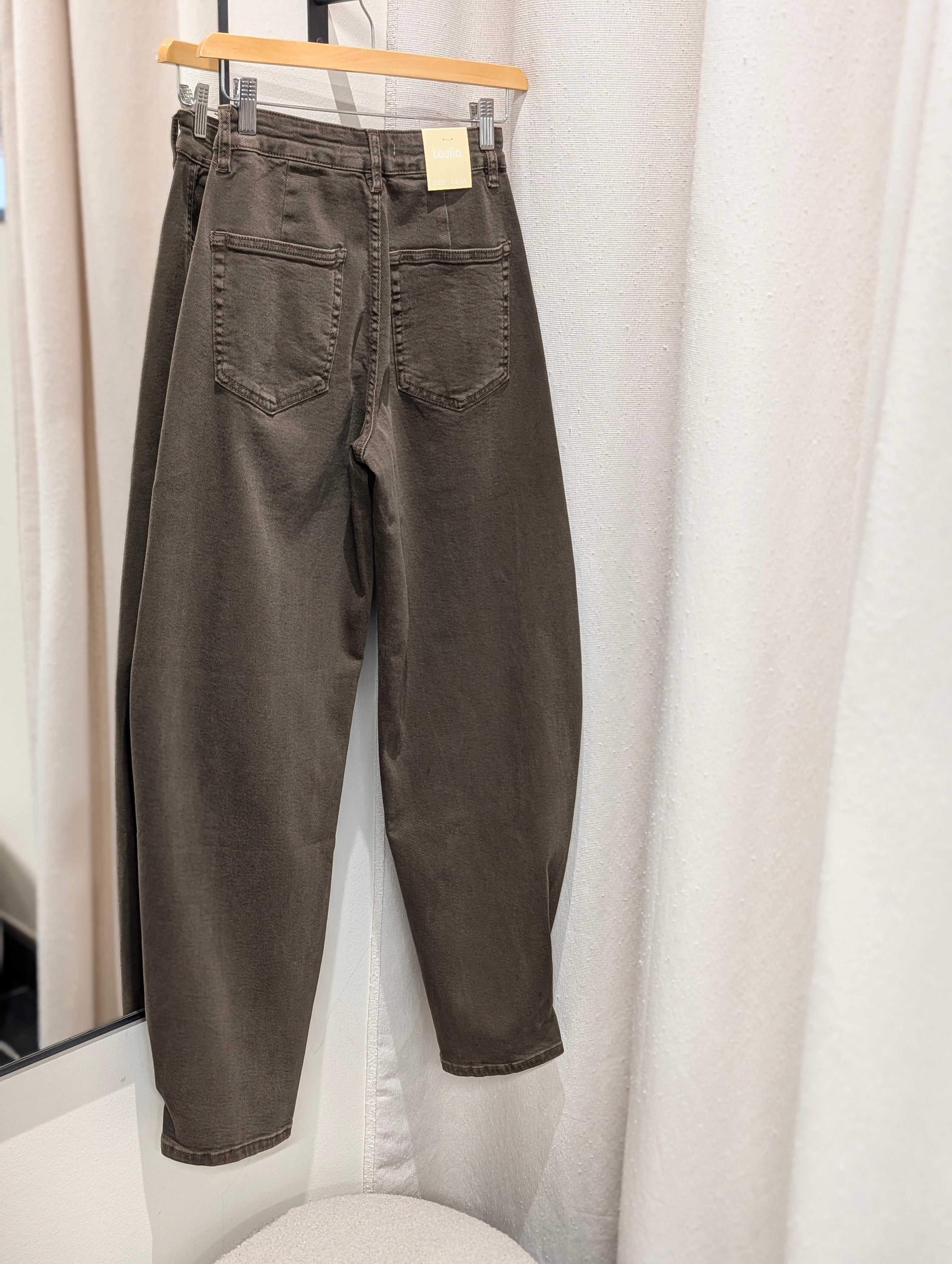 Adjustable Hem Barrel Jeans - Espresso
