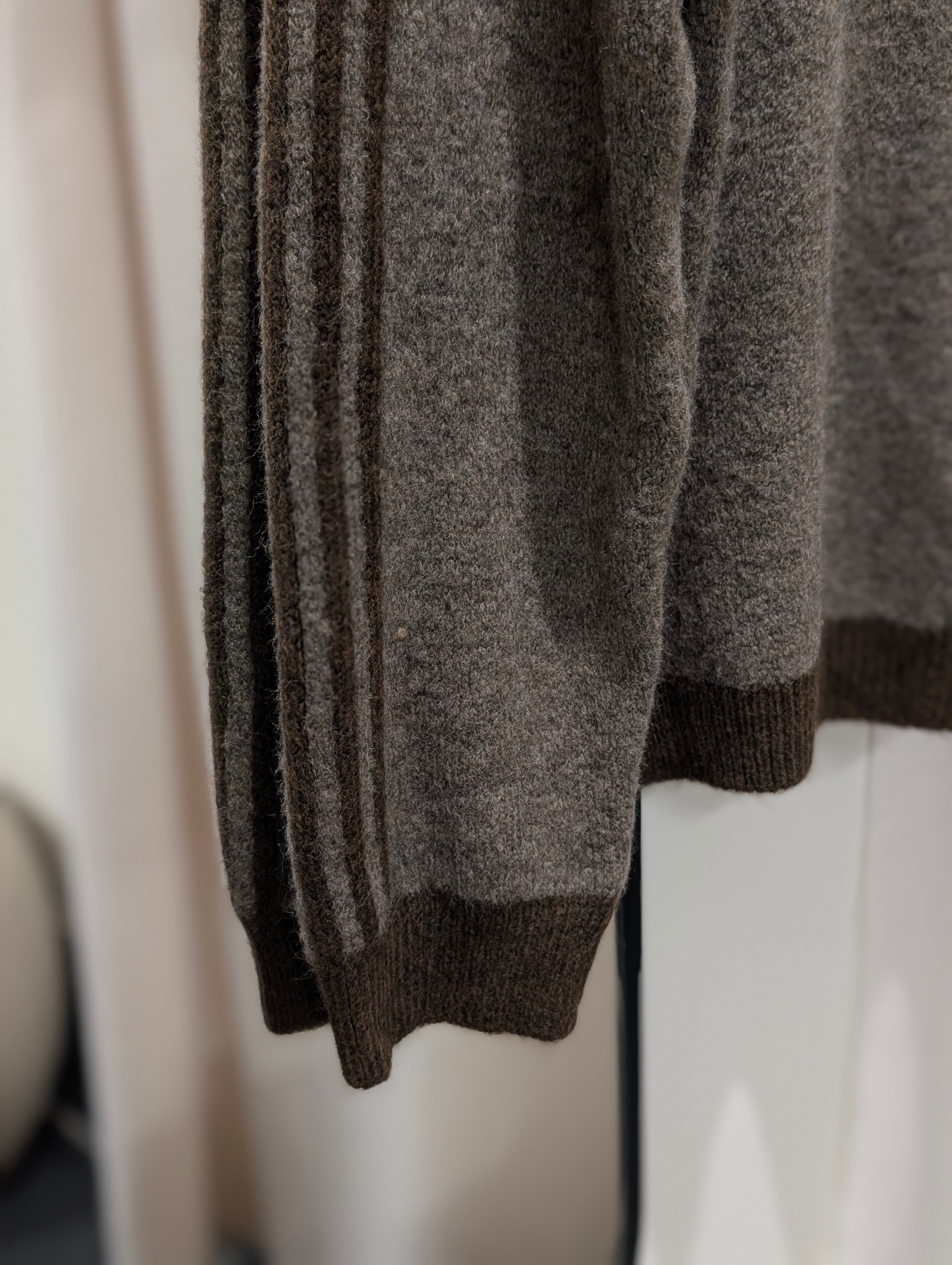 Contrast Stripe Zip Cardigan - Cool Brown/Brown