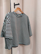 Oversized Striped Tee - Turquoise/Brown