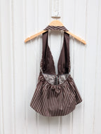 Pinstripe Halter Top - Espresso