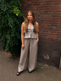 Crinkle Gilet & Wide Leg Set - Taupe