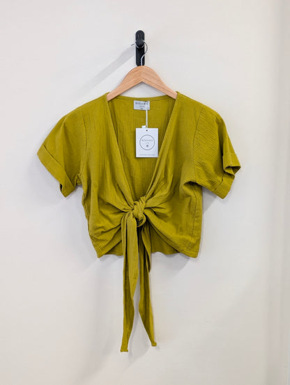 Berawa Luxe Rina Wrap Top - Chartreuse