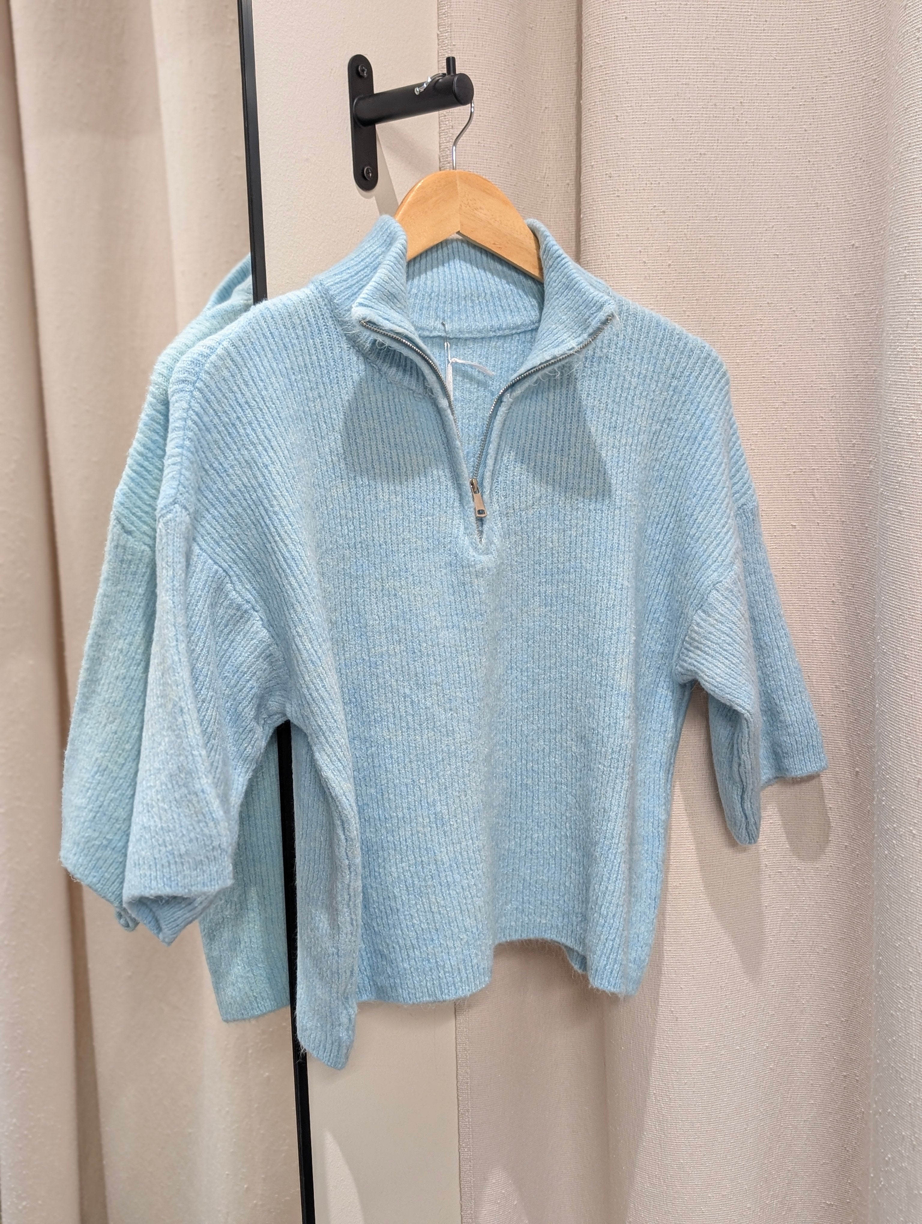 Half Zip Knit - Powder Blue