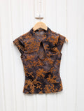 Botanical Keyhole Top - Charcoal