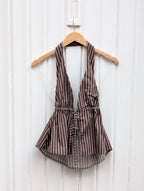 Pinstripe Halter Top - Espresso