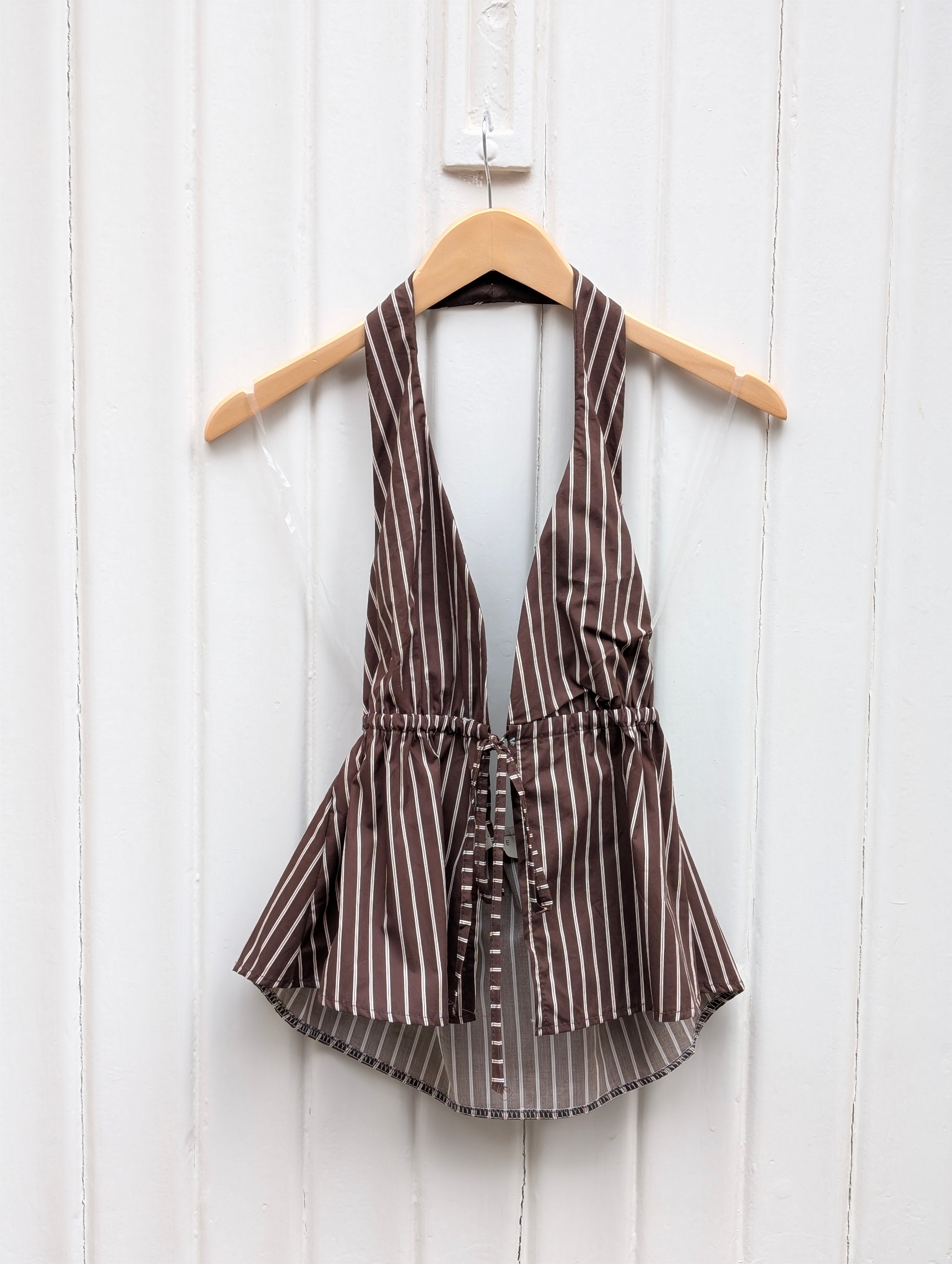 Pinstripe Halter Top - Espresso