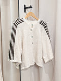 Contrast Stripe Boxy Cardigan - Ecru/Brown