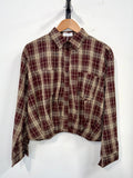 Rose Checkered Sparkle Blouse - Brown - Kubanna