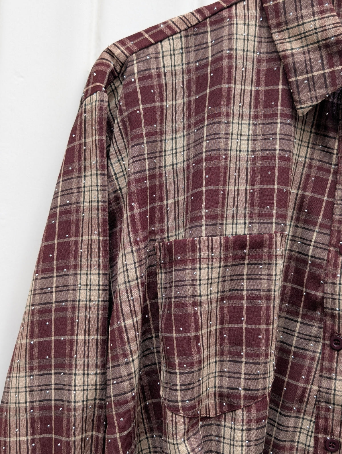 Rose Checkered Sparkle Blouse - Brown - Kubanna