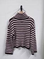 Rosie Striped Knitted Zip - Up Vest - Brown/Pink - Kubanna