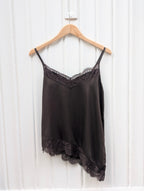 Satin Lace Cami Top - Brown - Kubanna