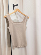 Scallop Trim Tank Top – Sand - Kubanna