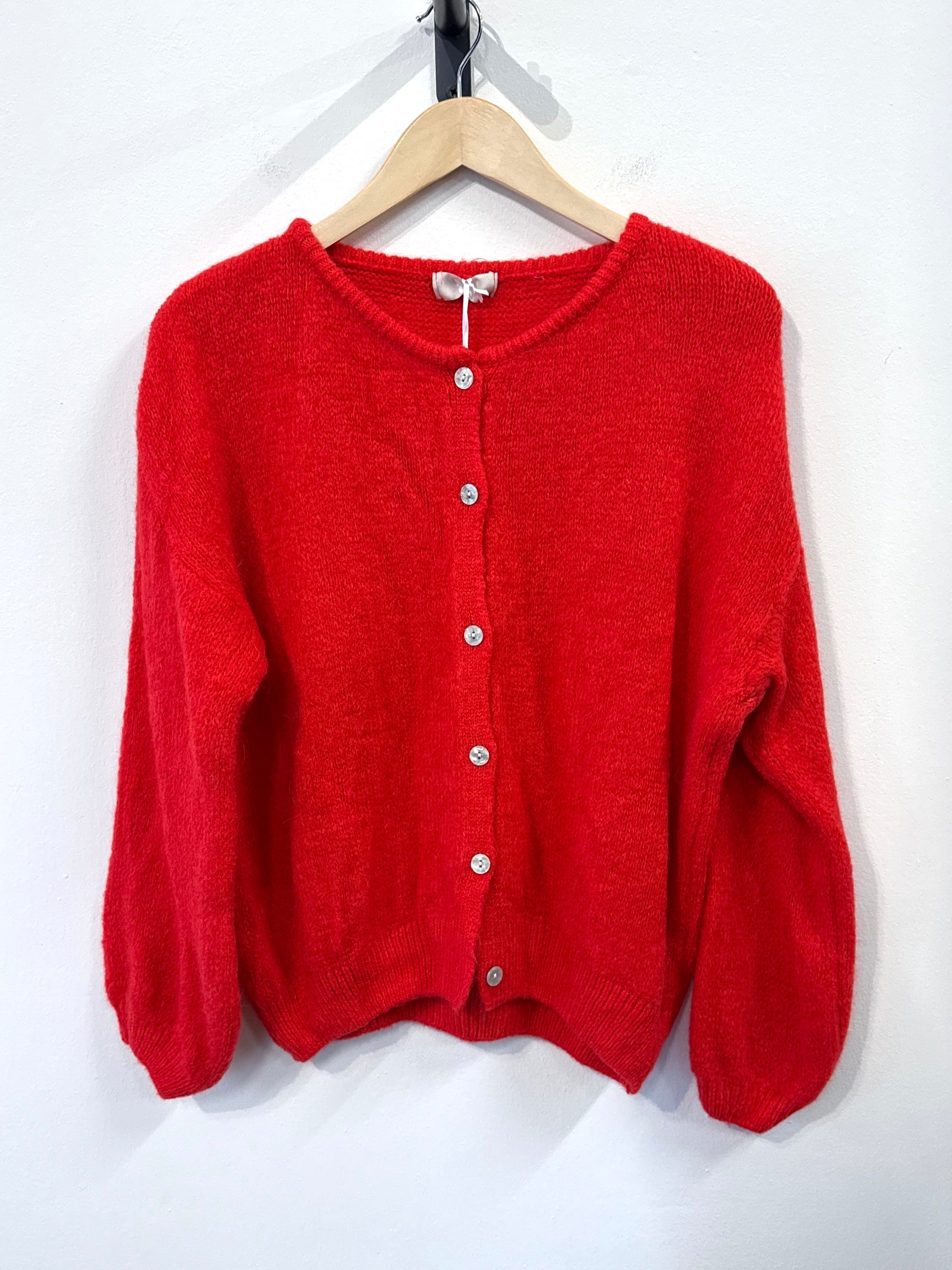 Soft Knit Button Cardigan – Red - Kubanna